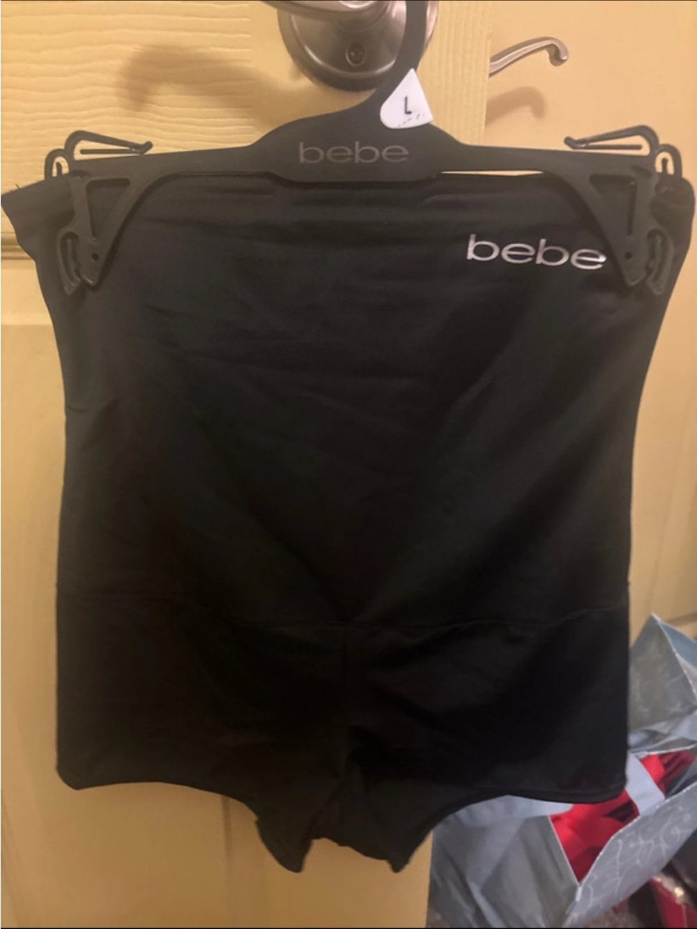 bebe Black Shaping Short Bodysuit size large